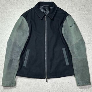 エンポリオアルマーニ(EMPORIO ARMANI)のEMPORIO ARMANI 袖レザー切り替え スタジャン ブルゾン ウール(ブルゾン)