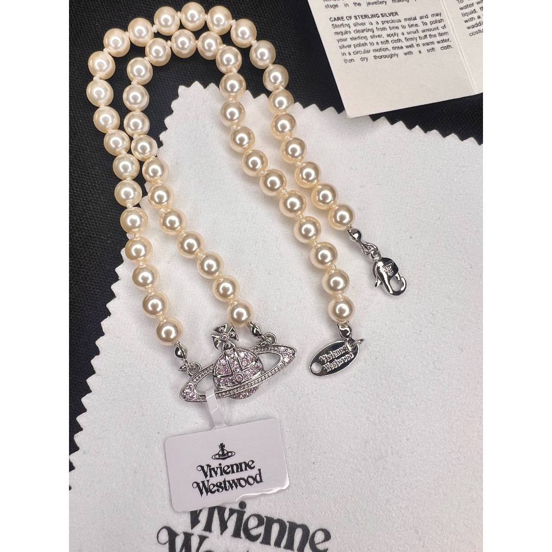 Vivienne Westwood ORIETTA Pearl Necklace Pendant Heart Pink