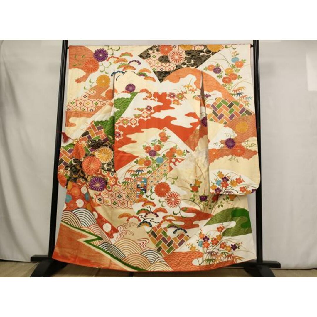平和屋着物□豪華振袖 駒刺繍 吉祥花文 金彩 正絹 逸品 平和屋着物□豪華振袖 駒刺繍 吉祥花文 金彩 正絹 逸品