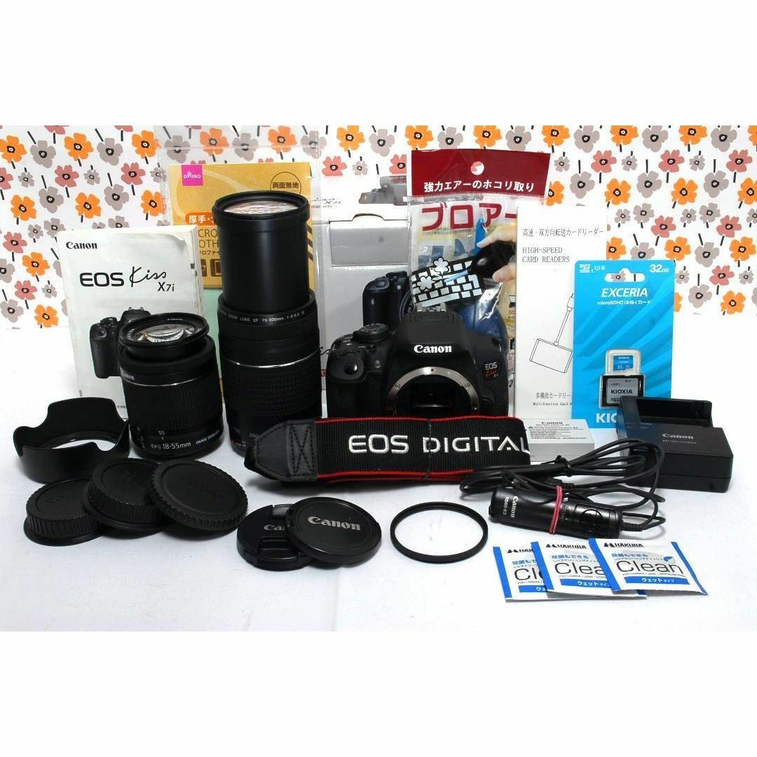 好評 Canon X7i❤ダブルレンズ❤付属品 Kiss 【返品保証】❤Canon - デジタルカメラ