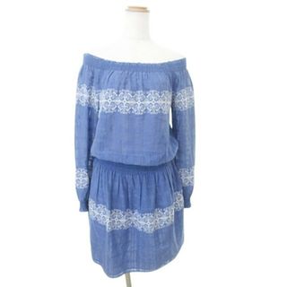 トリーバーチ(Tory Burch)のトリーバーチ TORY BURCH オフショル ワンピース Sサイズ 青☆AA★(ミニワンピース)