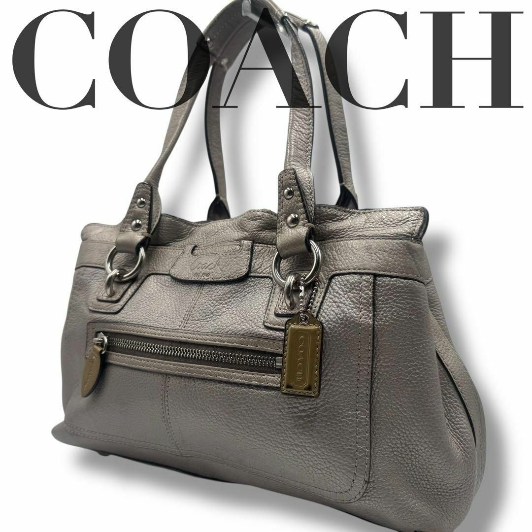 初売りセール COACH グレー オールレザー トートバッグ コーチ COACH 良品 - バッグ
