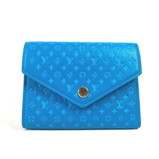 ルイヴィトン(LOUIS VUITTON)のルイヴィトン LOUIS VUITTON ポルトフォイユ・ヴィクトリーヌ M82314 ナノグラム コンパクトウォレット 3つ折り財布 レザー ブルー 美品(財布)