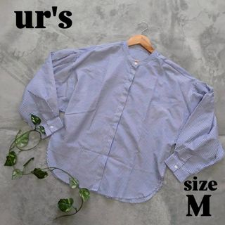 ユアーズ(ur's)の【ur's】 青と白のストライプのブラウストップス （M） Vネックシャツ(シャツ/ブラウス(長袖/七分))