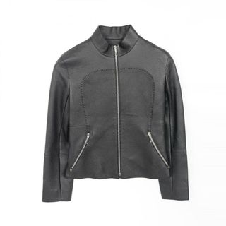 エルメス(HERMES)のエルメス HERMES 革ジャン 衣料品 アウター ディアスキン レディース ブラック系 *16-7000 【中古】(スタジャン)