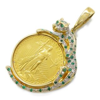 ジュエリー JEWELRY エメラルド ダイヤモンド ペンダントトップ ペンダントトップ ジュエリー K18（イエローゴールド） ダイヤモンド エメラルド メンズ レディース グリーン系 / クリア系 ｴﾒﾗﾙﾄﾞ 27.2g 【中古】(その他)