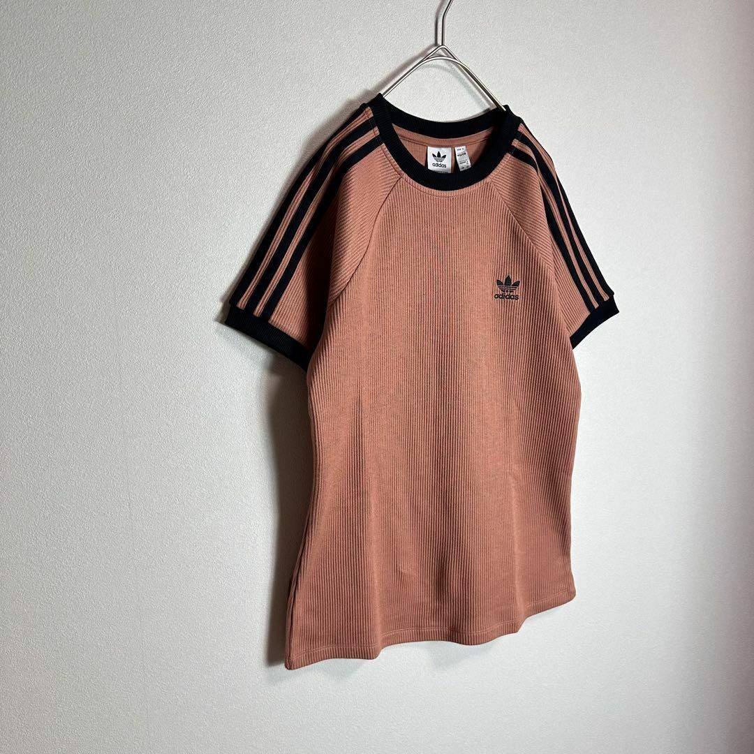 上品なブランド adidas - ワッフル生地⭐️アディダス リンガーTシャツ ピンク トップス