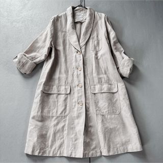 エヘカソポ(ehka sopo)の【エヘカソポ】サマーコート　リネン混　ショールカラー　ベージュ　無地　M(スプリングコート)