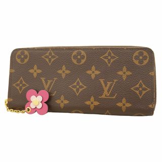 ルイヴィトン(LOUIS VUITTON)の【5ee7238】ルイヴィトン 長財布 モノグラム ポルトフォイユクレマンス フラワーチャーム M64201 ブラウン ホットピンク【中古】レディース(財布)