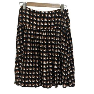 プラダ(PRADA)のPRADA(プラダ) スカート サイズ38 S レディース - 黒×ブラウン×白 ひざ丈/プリーツ(その他)