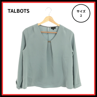 タルボット(TALBOTS)の【美品】TALBOTS  シャツ ブラウス Ｖネック 長袖 フレア  グレー 2(シャツ/ブラウス(長袖/七分))