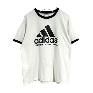 アディダス(adidas)の古着 "adidas" フロント ロゴ プリント リンガーTシャツ(Tシャツ/カットソー(半袖/袖なし))