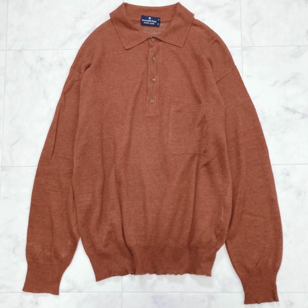 2025年新作 Ermenegildo Zegna - ZEGNA 長袖 ニットポロシャツ ブラウン系 トップス