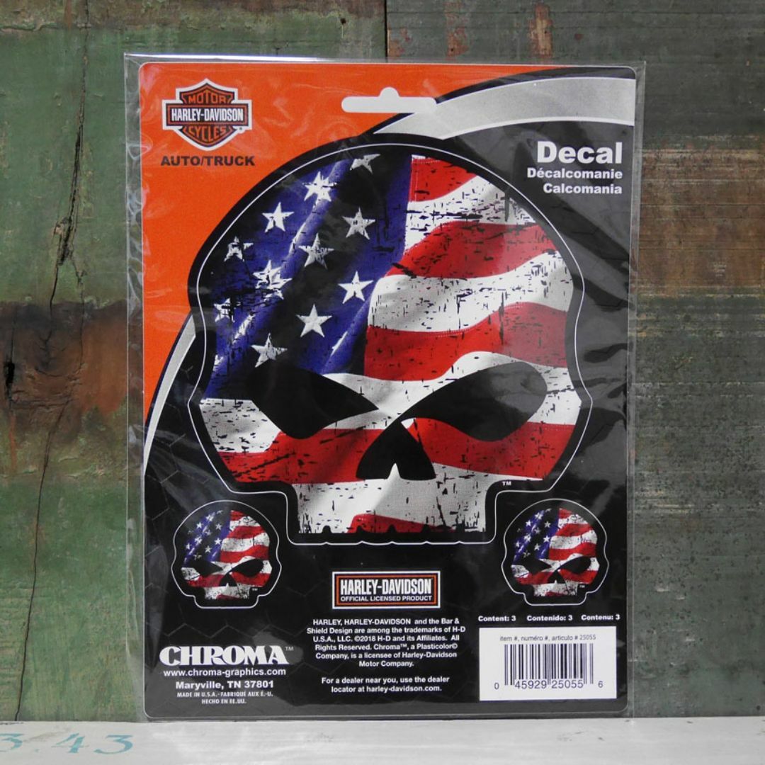Harley Davidson(ハーレーダビッドソン)のハーレーダビッドソン ハーレースカル 星条旗 Patriot Skull 自動車/バイクのバイク(ステッカー)の商品写真