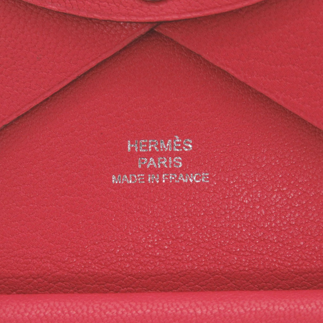 HERMES(エルメス)の未使用 エルメス カルヴィデュオ シェーブルシャムキラ ローズエクストリーム シルバー金具 W刻印(2024年製) コインケース 財布 赤 1558【中古】HERMES レディースのファッション小物(コインケース)の商品写真
