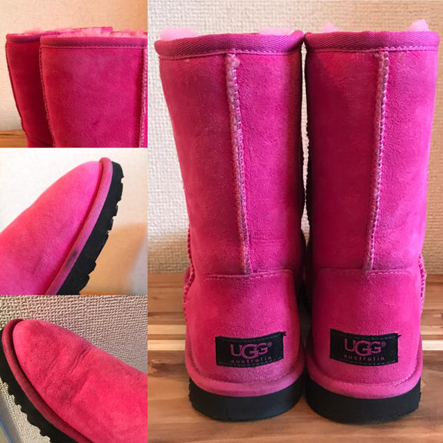 UGG(アグ)のUGG◆クラシック ショートムートンブーツ 黒ピンク23cm レディースの靴/シューズ(ブーツ)の商品写真