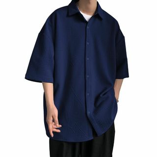 [Mifish] メンズ シャツ 半袖 夏服 無地 大きいサイズ カジュアル オ