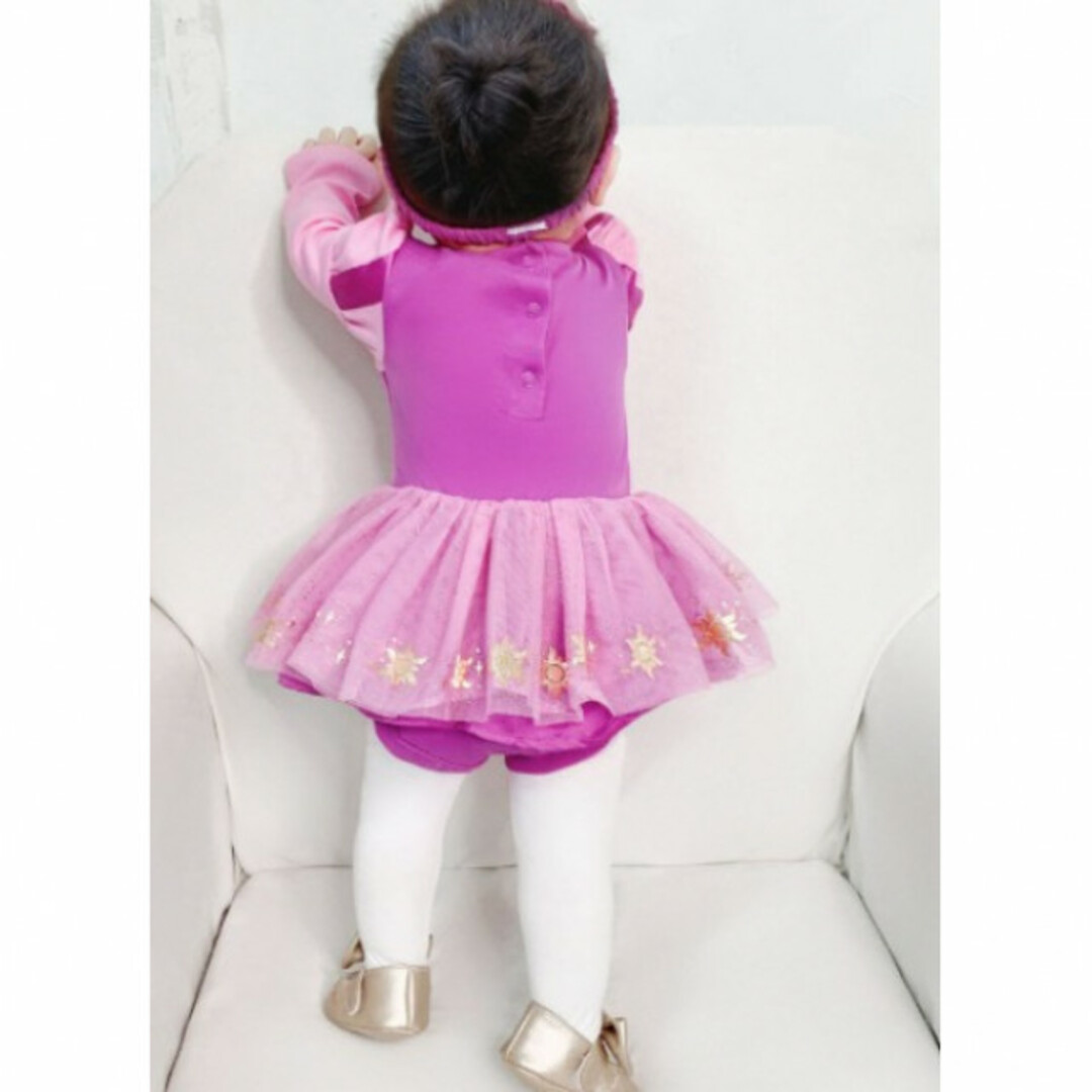 新品 ラプンツェル風 ベビー ロンパース 女の子 長袖 コスプレ ワンピース キッズ/ベビー/マタニティのベビー服(~85cm)(ロンパース)の商品写真