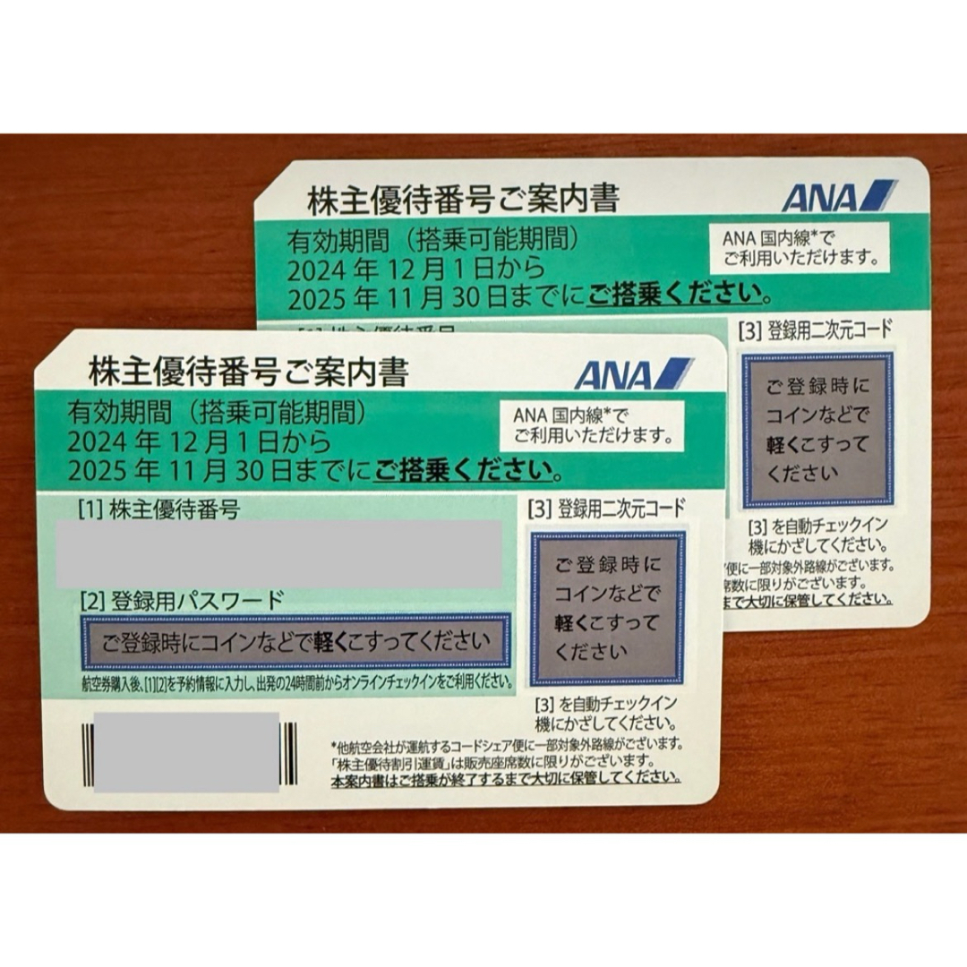 ANA(全日本空輸)(エーエヌエー(ゼンニッポンクウユ))のANA 株主優待券 2枚 チケットの乗車券/交通券(航空券)の商品写真