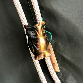 ループタイ タイガーアイ フクロウ 梟 紐タイ メンズ 虎目石 レトロ 天然石(ネクタイ)