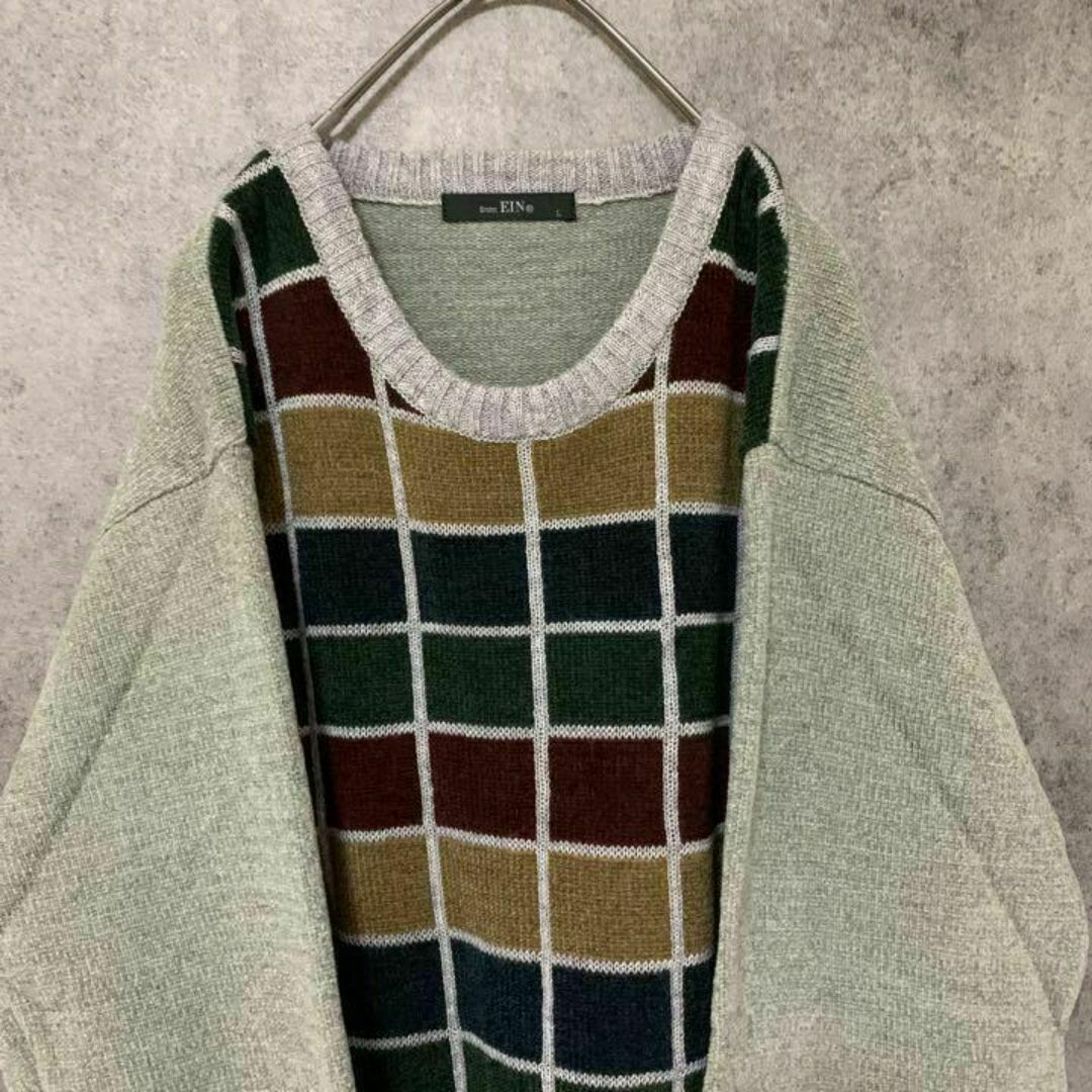 VINTAGE(ヴィンテージ)の90s vintage 柄ニット　メンズ　L 大きめ　古着　個性派　菅田将暉 メンズのトップス(ニット/セーター)の商品写真