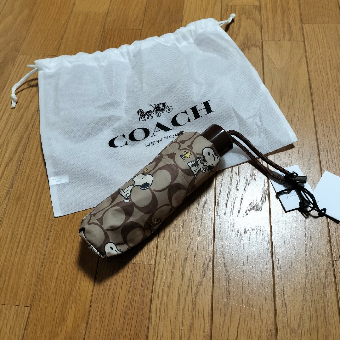 COACH スヌーピー柄 折りたたみ傘 COACH コーチ 折りたたみ傘 シグネチャー プレーリー ローズ