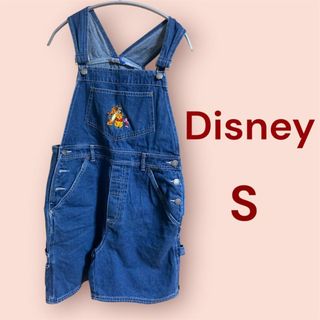 ディズニー(Disney)のディズニー プーさん 刺繍 デニム サロペット S オーバーオール(サロペット/オーバーオール)
