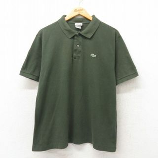 ラコステ(LACOSTE)のXL★古着 ラコステ LACOSTE 半袖 ブランド ポロ シャツ メンズ ワンポイントロゴ 鹿の子 コットン 緑 グリーン 25jun04 中古 トップス(ポロシャツ)