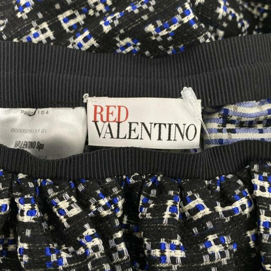 RED VALENTINO(レッドヴァレンティノ)のRED VALENTINO(レッドバレンチノ) スカート サイズ38 M レディース - 黒×ブルー×白 ひざ丈 レディースのスカート(その他)の商品写真