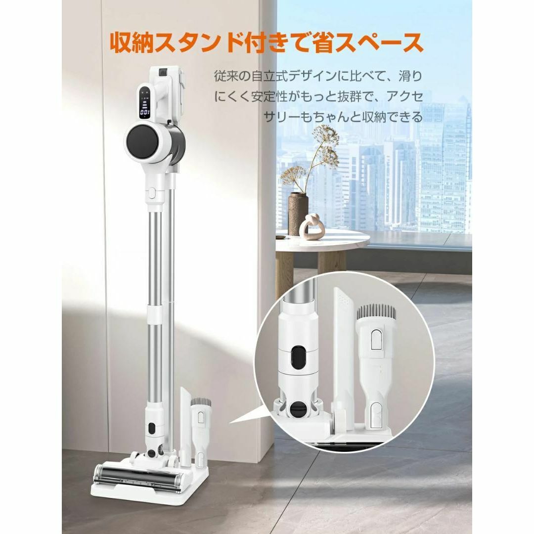 コードレス掃除機 65Kpa 強力吸引 60分連続稼働 自立式スタンド LED コードレス掃除機 65Kpa 強力吸引 60分連続稼働 自立式スタンド LED