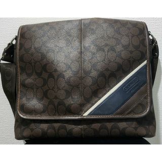 コーチ(COACH)の【極美品】コーチ ショルダーバッグ レザー PVC ブラック メッセンジャー(メッセンジャーバッグ)