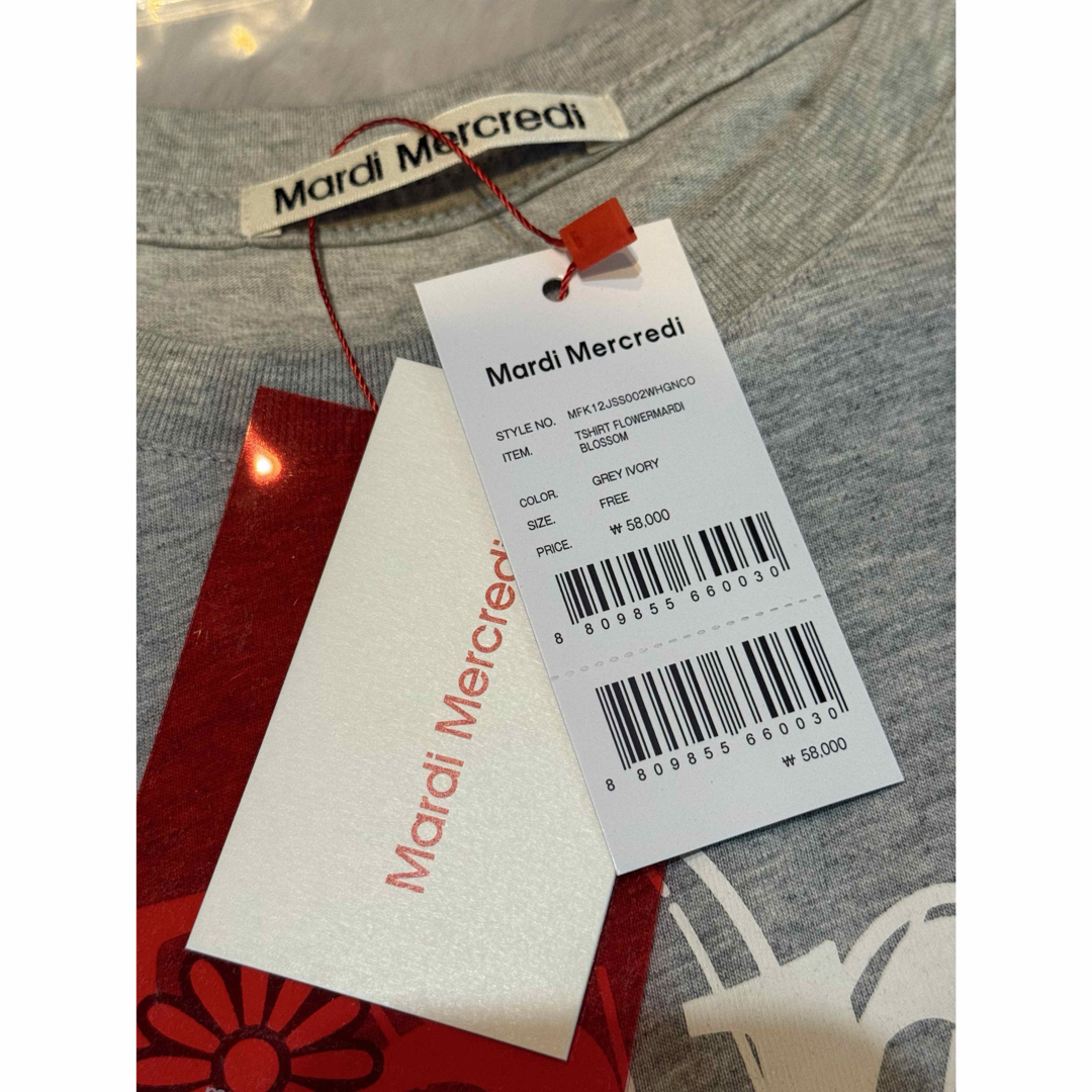 Mardi Mercredi マルディメクルディTシャツ　グレーホワイト レディースのトップス(Tシャツ(半袖/袖なし))の商品写真