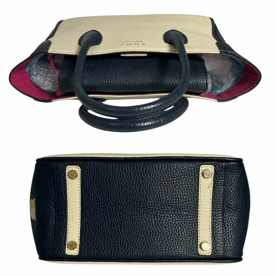 ファッション通販 安い A.D.M.J. - 極美品 ADMJ ハンドバッグ ミニトート シボ革 底鋲 バッグ
