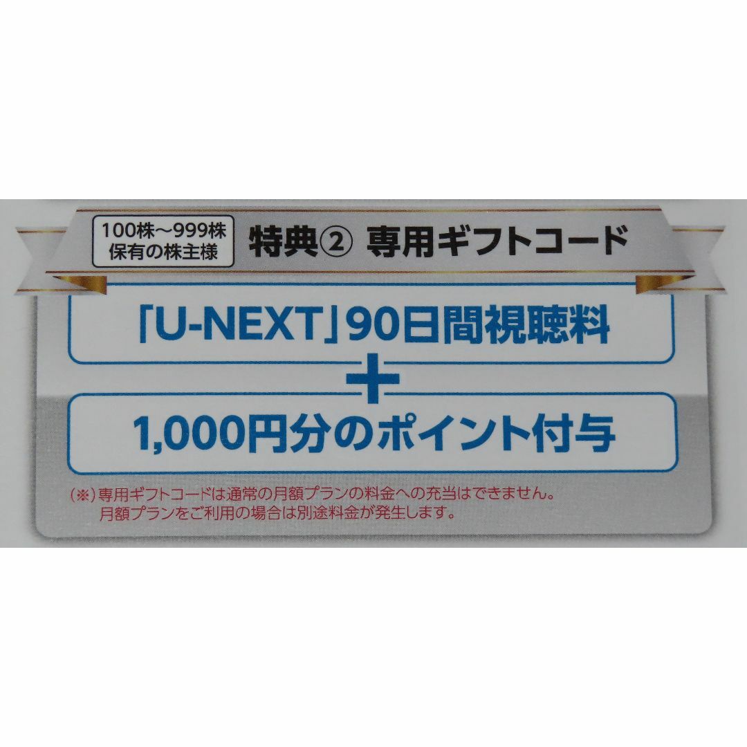 U-NEXT 株主優待 チケットの優待券/割引券(その他)の商品写真
