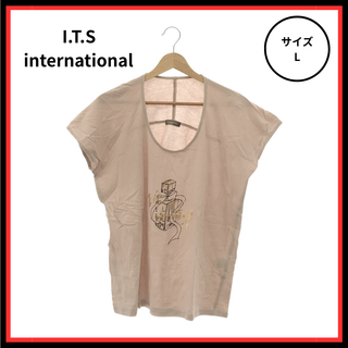 イッツインターナショナル(I.T.'S.international)の【美品】I.T.S international  Tシャツ  ベージュ L(Tシャツ(半袖/袖なし))