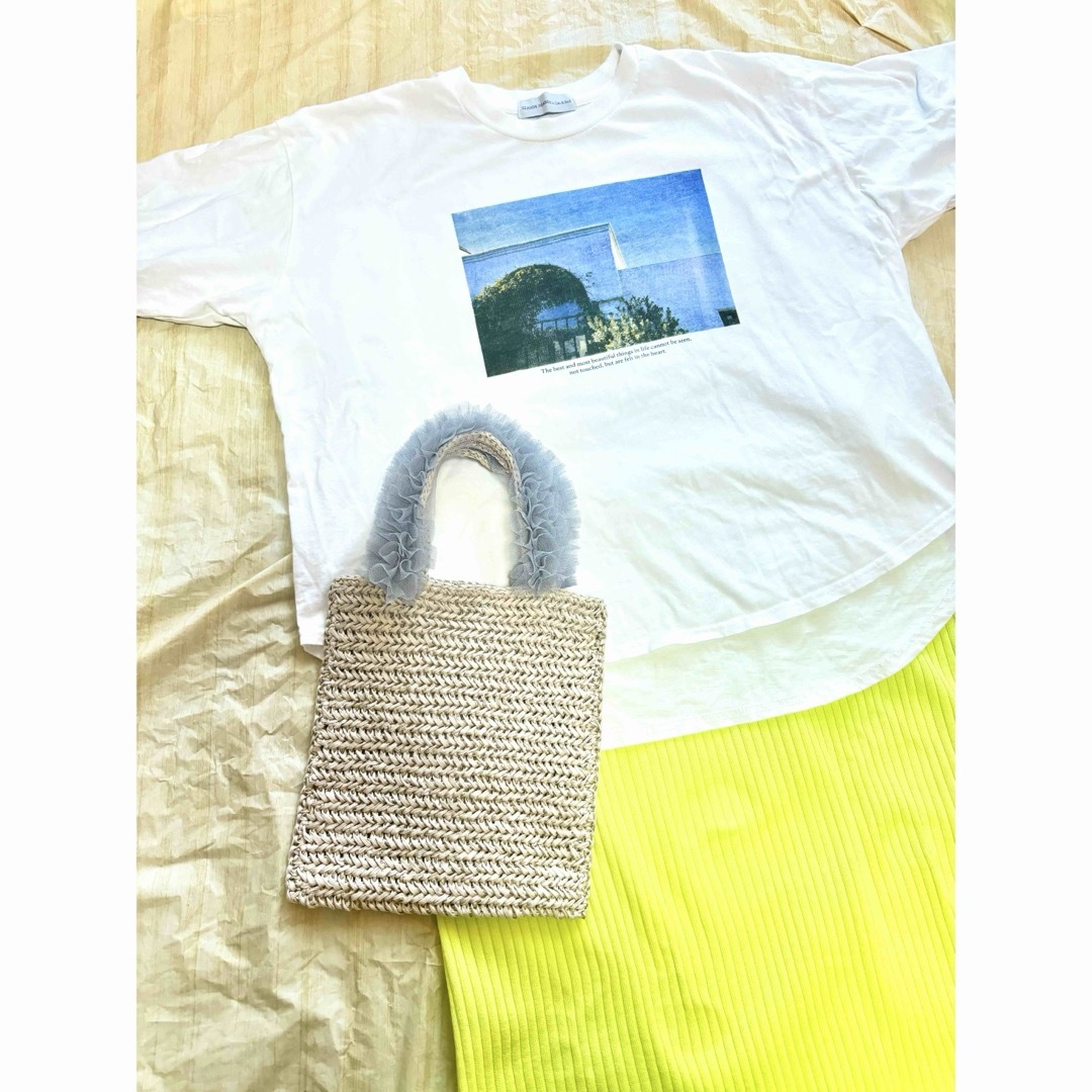 ヘリンボーンのフリルバッグ ハンドメイド kukuru ハンドメイドのファッション小物(バッグ)の商品写真