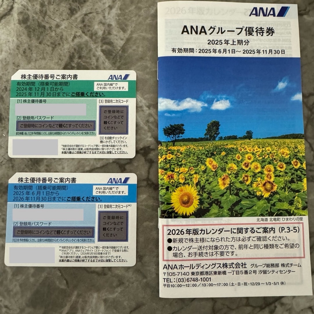ANA(全日本空輸)(エーエヌエー(ゼンニッポンクウユ))の【ANA株主優待券】国内旅行優待券2枚&ANAグループ優待券 チケットの優待券/割引券(その他)の商品写真