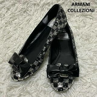 アルマーニ コレツィオーニ(ARMANI COLLEZIONI)のARMANI COLLEZIONI スパンコール リボン フラットシューズ 35(バレエシューズ)