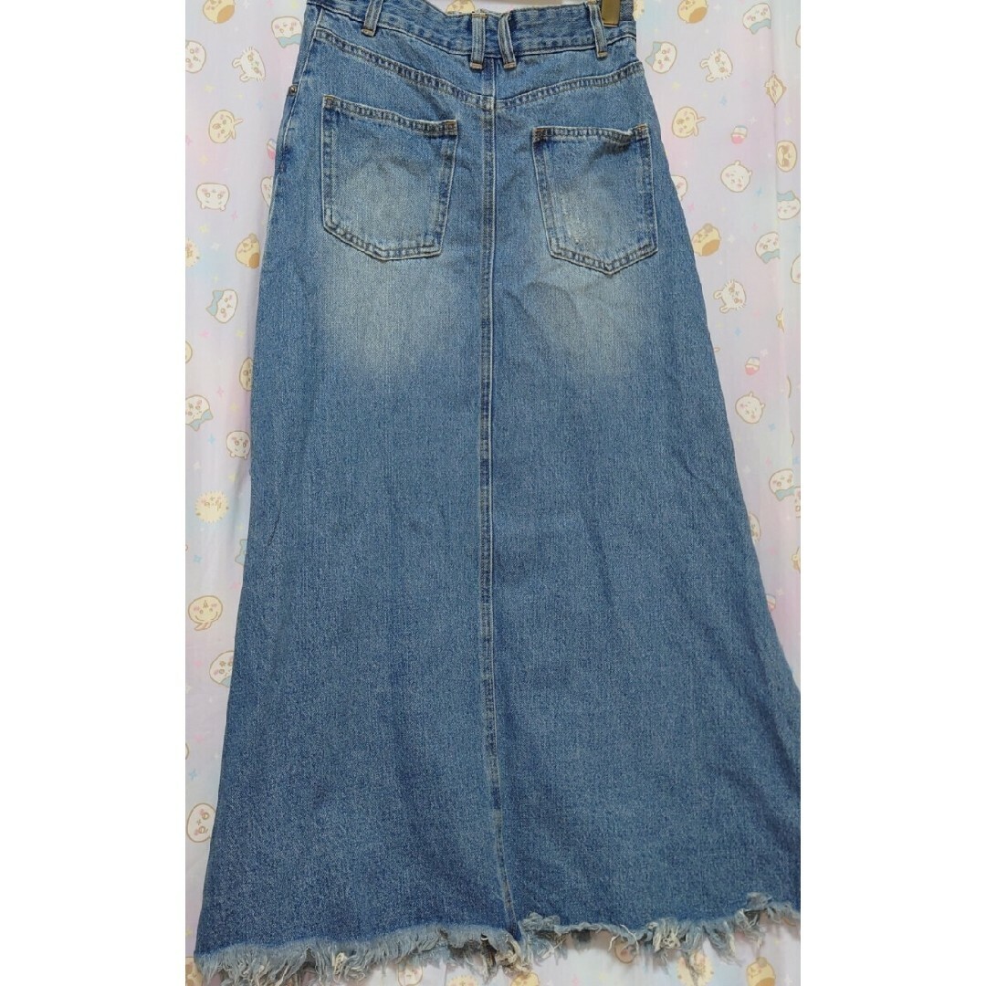 JEANASIS(ジーナシス)のJEANASIS　ジーナシス　クラッシュデニムZIPスカート　Sサイズ レディースのスカート(ロングスカート)の商品写真