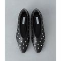 【BLACK】【22cm(35)】スクエアポインテッド スタッズ フラットシューズ