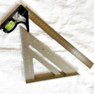 2点セット スコヤ　丸のこガイド　三角　定規　丸鋸　丸ノコ　大工　水平　DIY