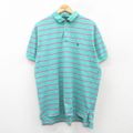 XL★古着 ラルフローレン Ralph Lauren 半袖 ブランド ポロ シャツ メンズ 90年代 90s ワンポイントロゴ 大きいサイズ コットン USA製 青緑他 ボーダー 【spe】 25jun05 中古 トップス