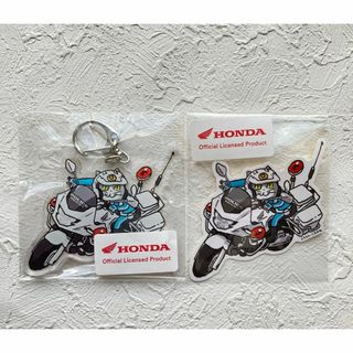 仕事猫 白バイ隊員 HONDA アクリルキーホルダー ステッカー セット