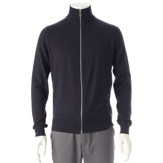 ルイヴィトン(LOUIS VUITTON)のルイヴィトン シルク ウール ドライバーズ エルボーパッチ ジップアップ LVサークル ニット セーター HAN53WF87 ネイビー S【中古】(ニット/セーター)