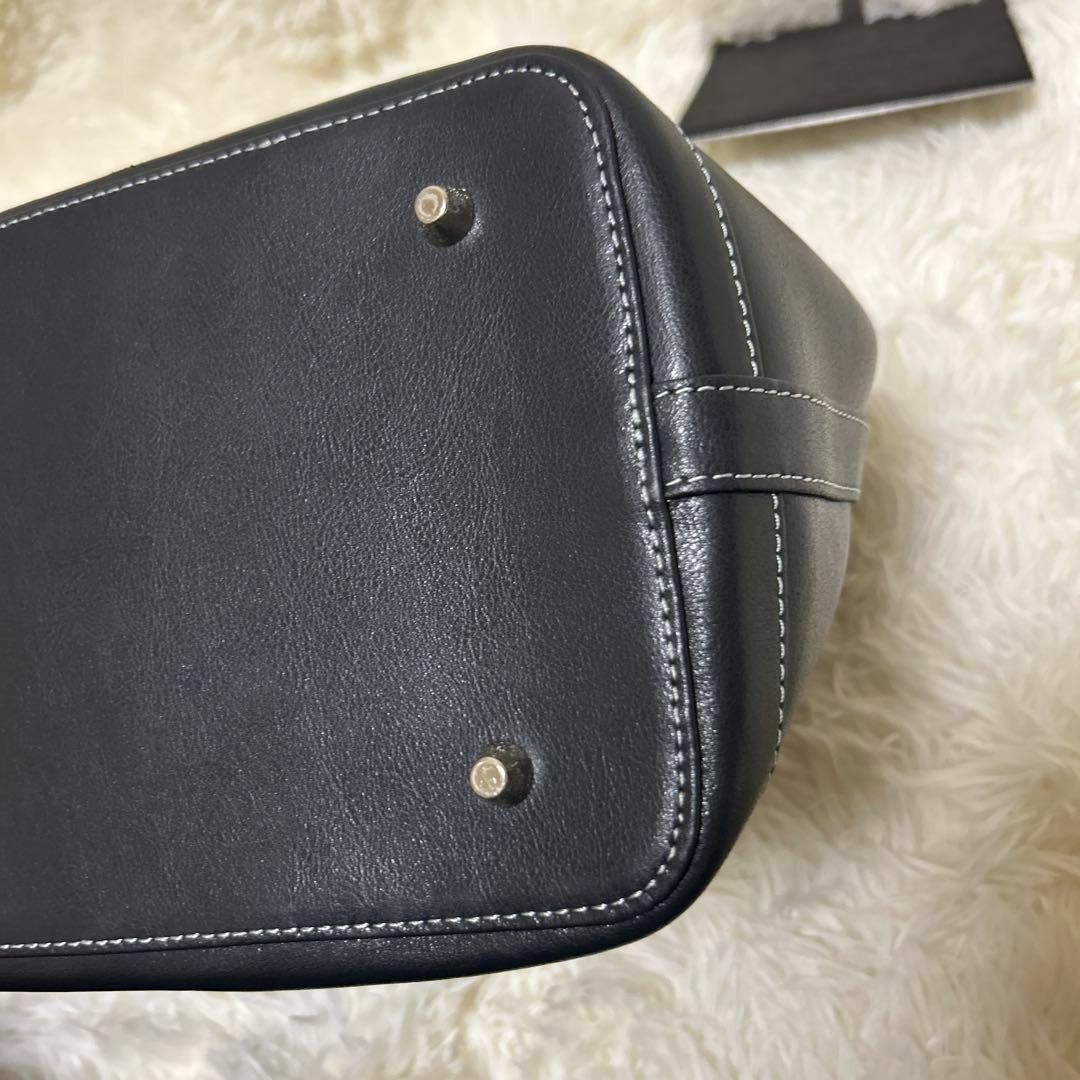 美品】キタムラ 元町 トートバッグ 牛革 ハンドバッグ ネイビー