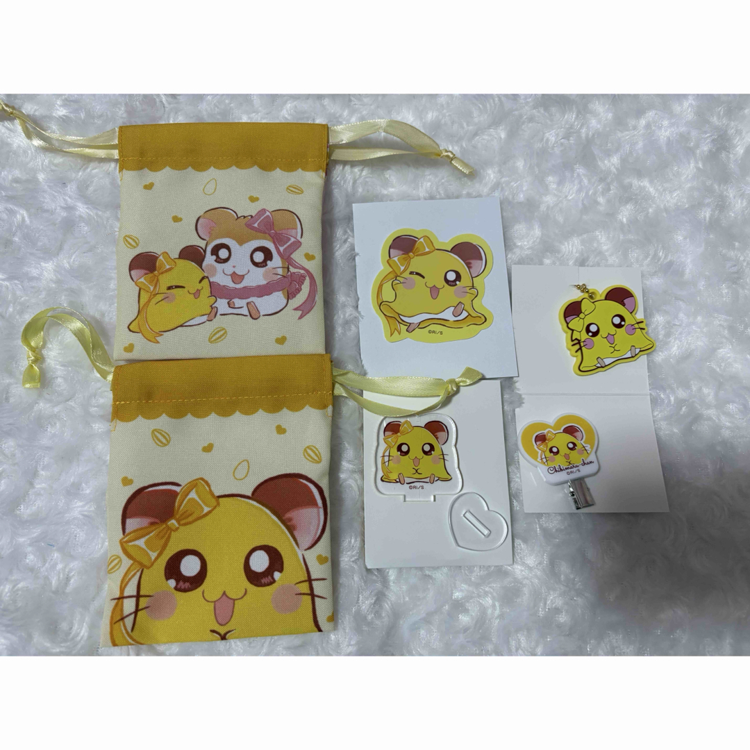 ハム太郎 ちびまるちゃん プチ巾着 ステッカー アクスタ キーホルダー エンタメ/ホビーのおもちゃ/ぬいぐるみ(キャラクターグッズ)の商品写真