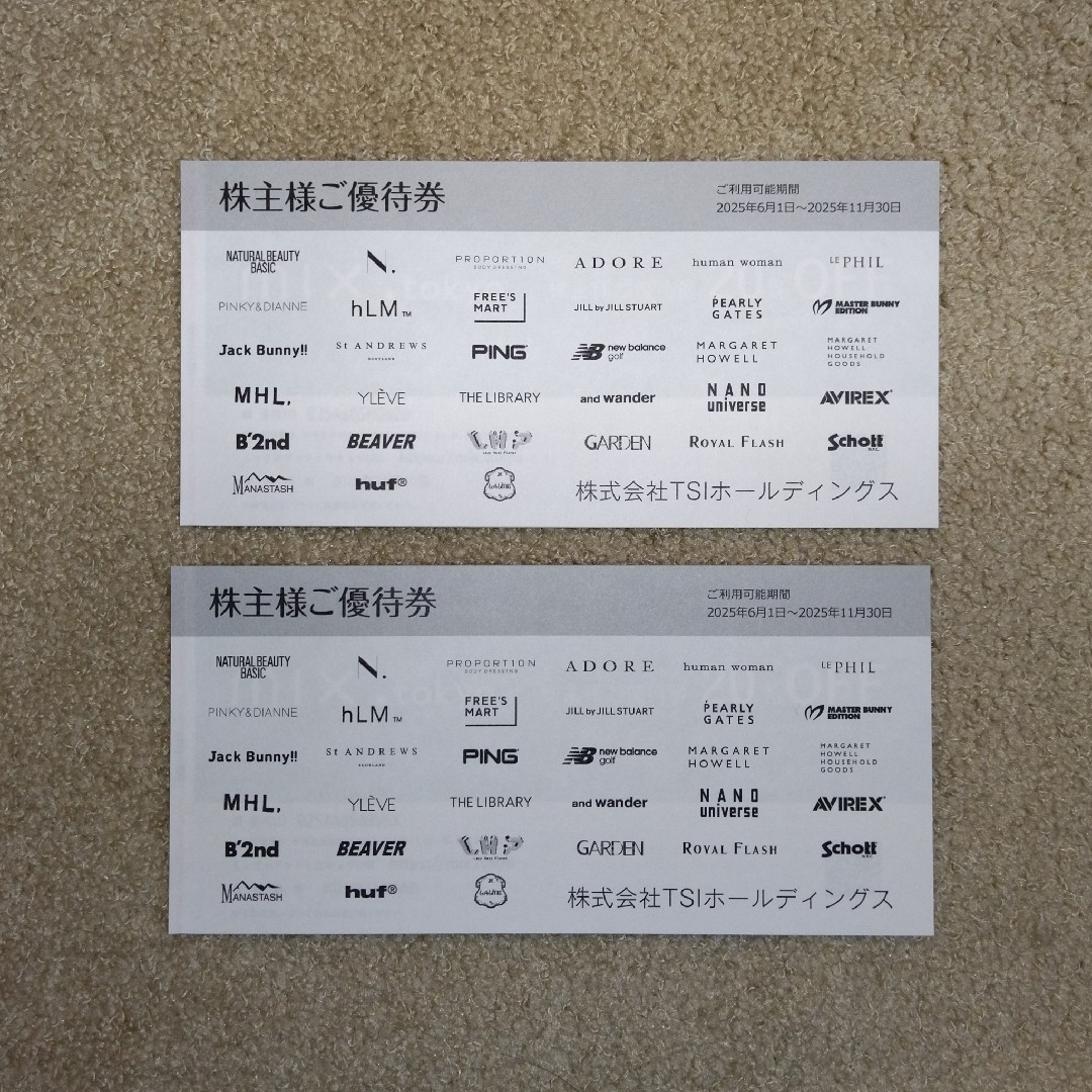 PEARLY GATES(パーリーゲイツ)のTSIホールディングス 株主優待券 チケットの優待券/割引券(ショッピング)の商品写真