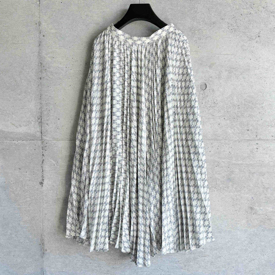 CELINE - 極美品 CELINE トリオンフ プリーツスカート 34 シルク