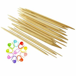 【特価商品】75pcs 手あみ針 くつした針 短5本針 棒針 竹製 長さ15cm