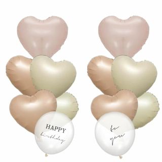 【在庫処分】誕生日 飾り セット くすみカラー ハートバルーン アルミ風船 ハッ(その他)